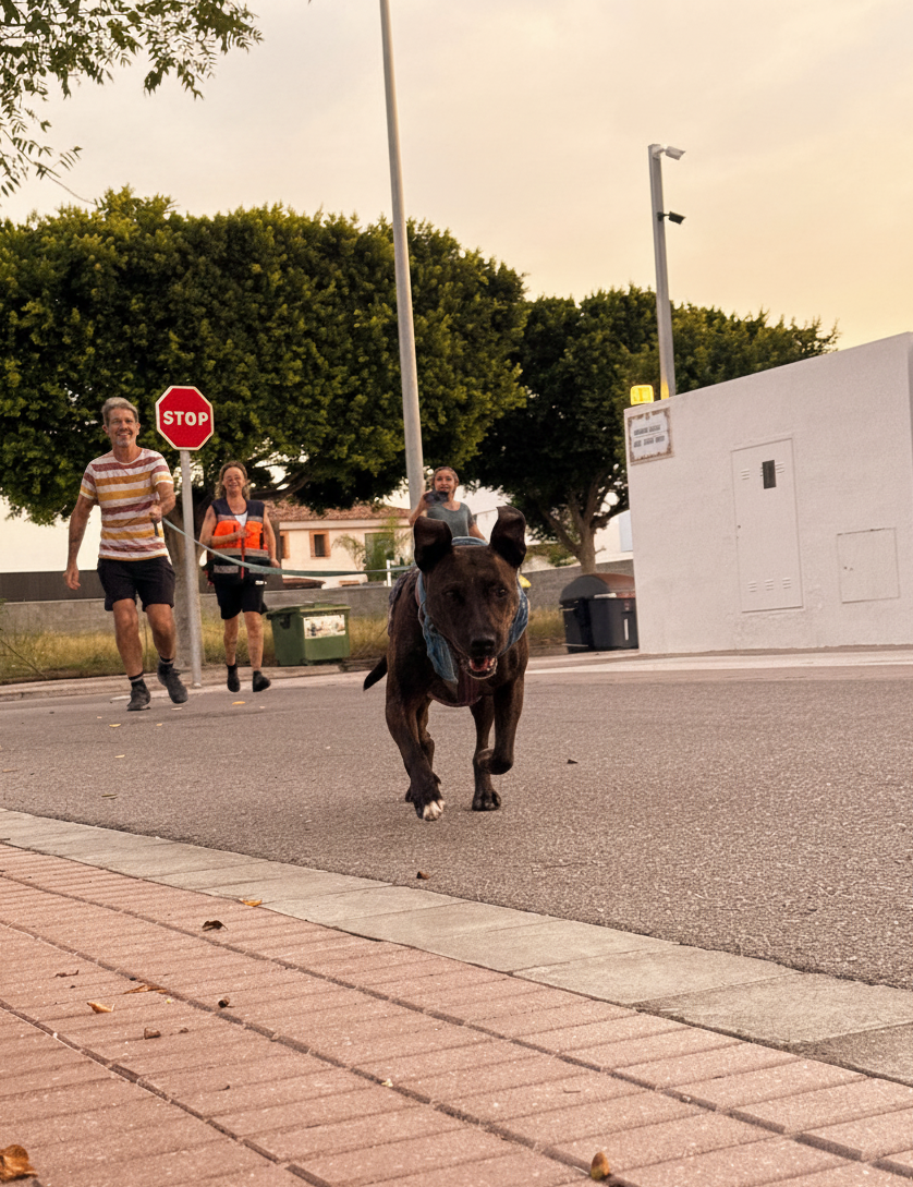 Perro trabajando trail en mantrailing