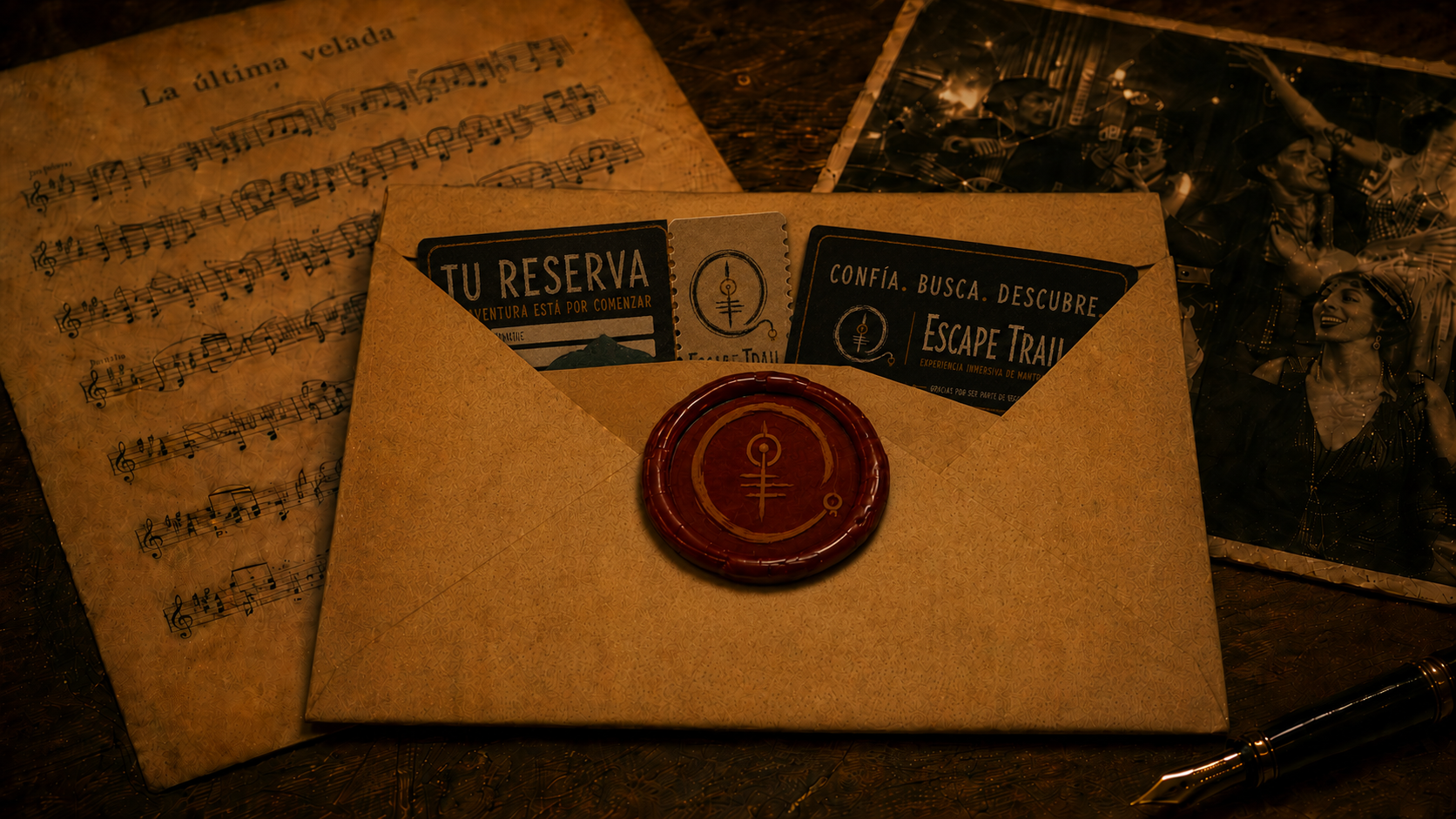 Sobre abierto con tarjetas